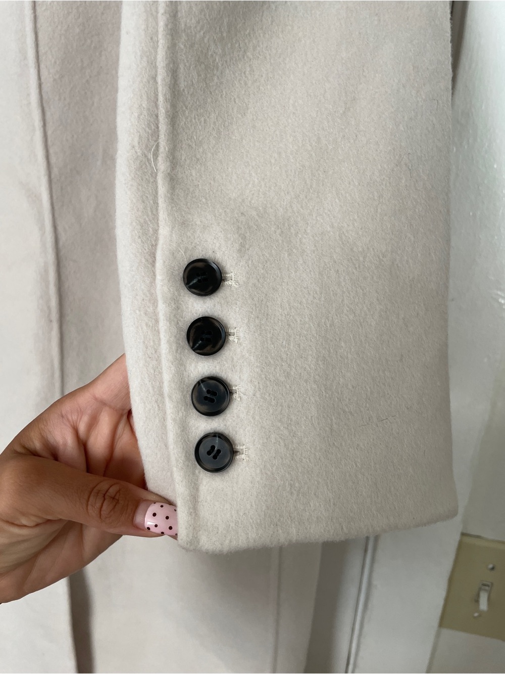 MADEINOST Double-Breasted Women's Coat Light Beige 100% Australian Wool Size S - Picture 4 of 7